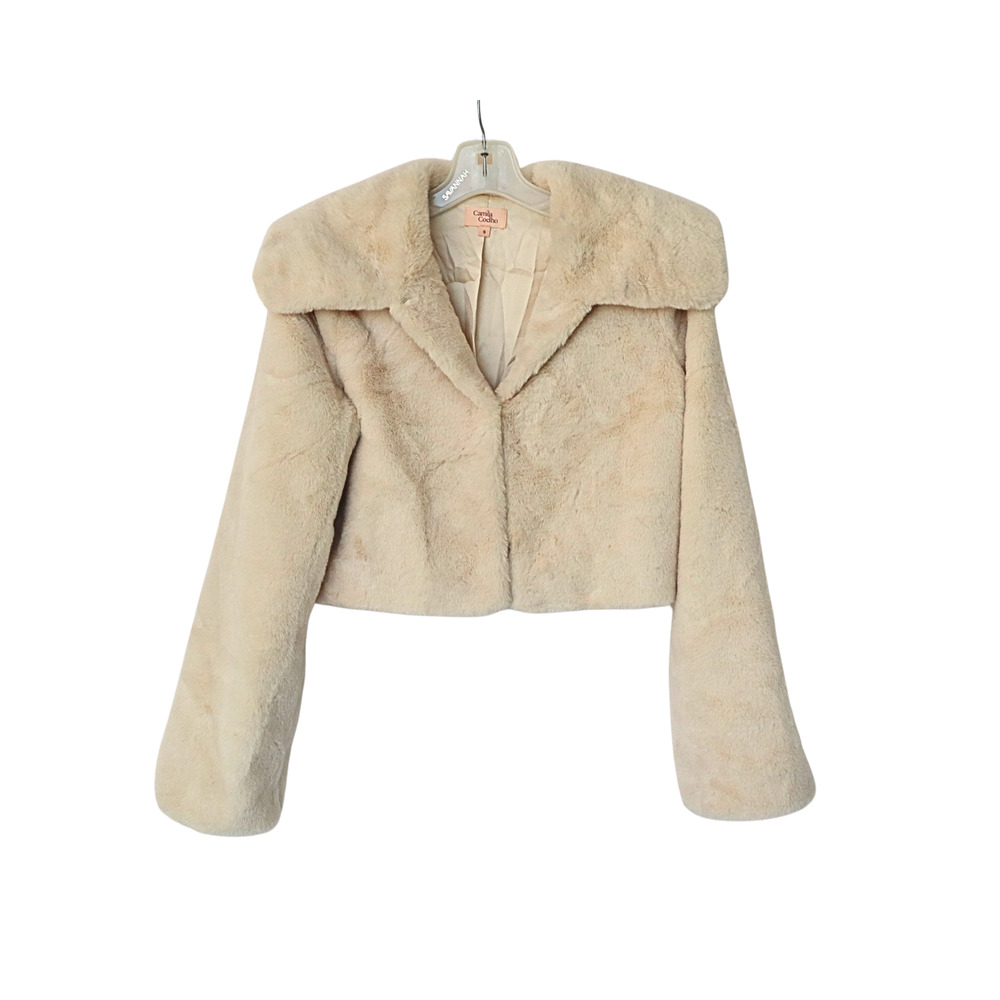 CAMILA COELHO Cleobella Cropped Faux Fur Jacket - Ivory - S